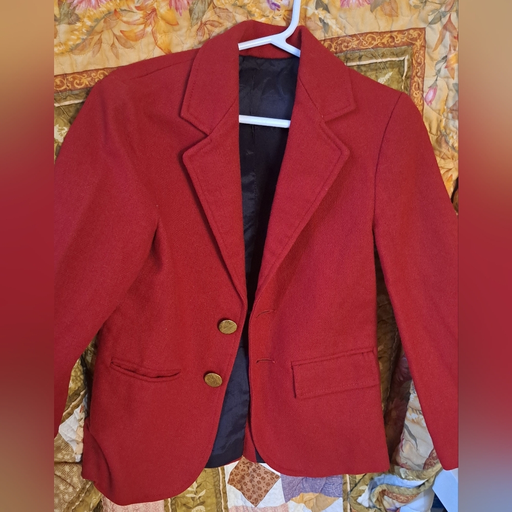 Boys Vintage Neiman Marcus Red Wool Gold Buttons Satin Lined Preppy 6